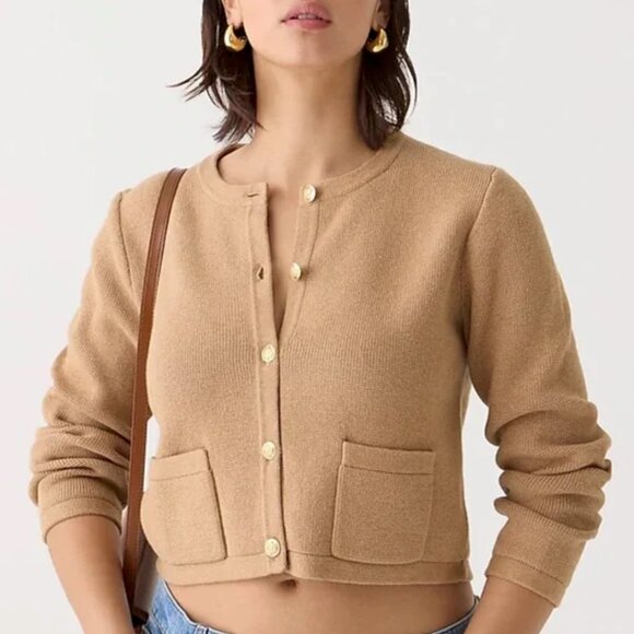 J. Crew Sweaters - J. Crew Emilie Sweater Cardigan in Camel 100% Cotton - Size M